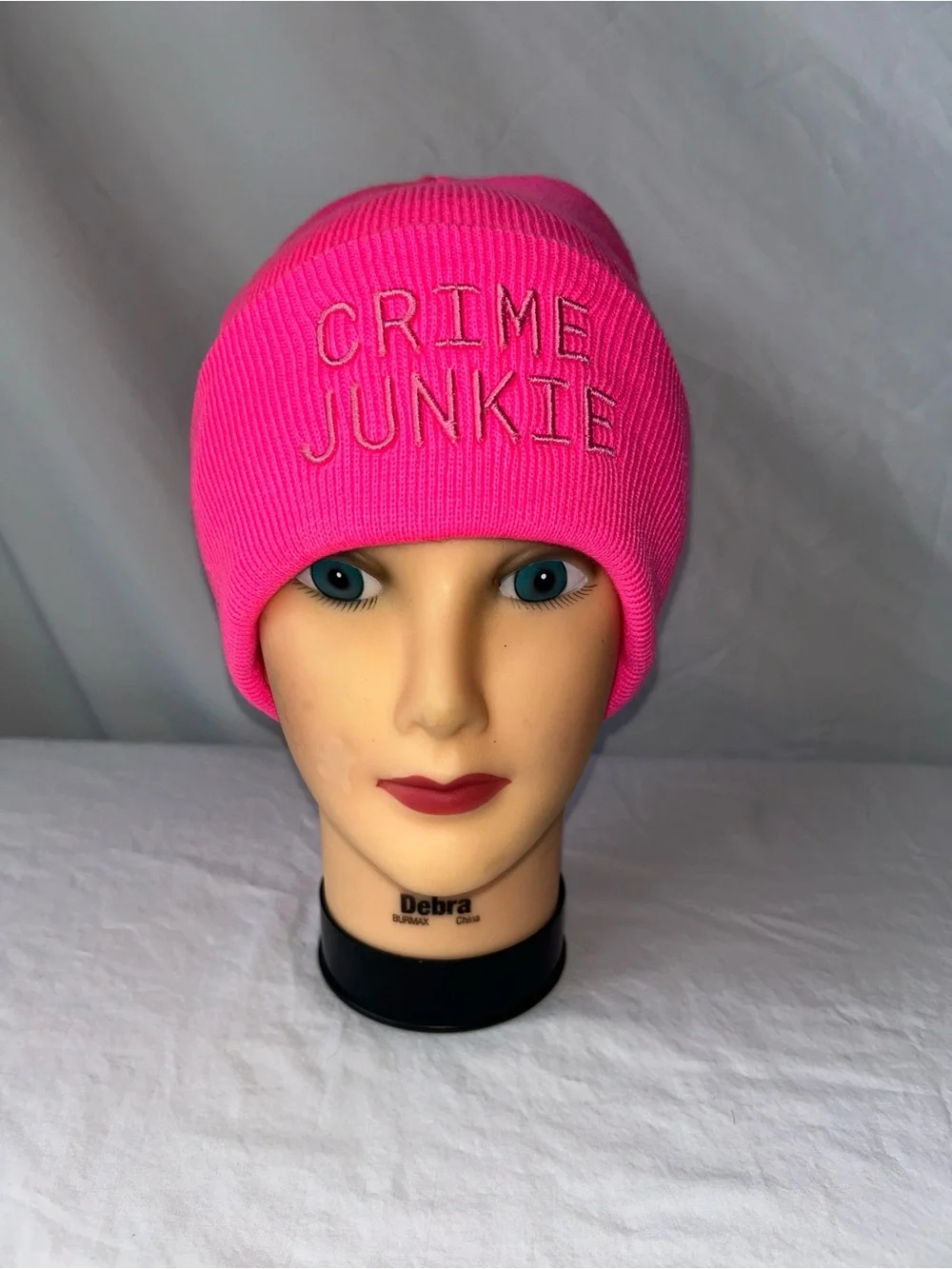 Crime Junkie Hot Pink Knit 100% Acrylic Long Beanie for Podcast Fans